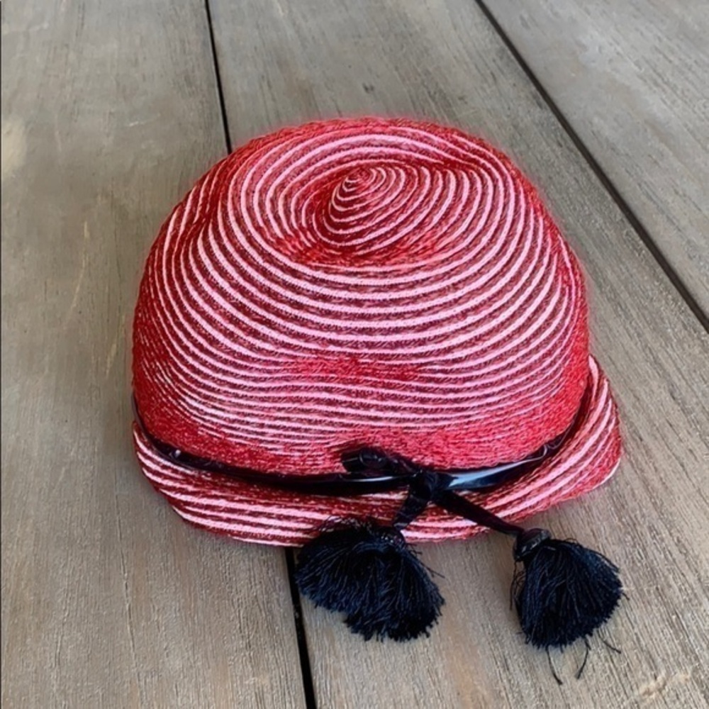 Sale — Vintage red & white stripped hat